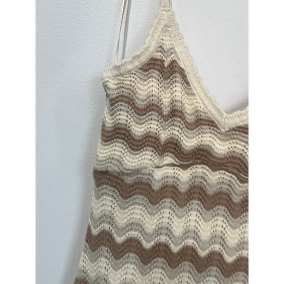 Hollister Crochet Knit Neutral Chevron Boho Festival Midi Dress Size XS - Picture 5 of 11